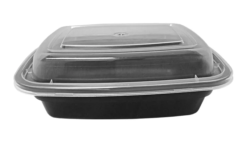 12 oz. Rectangular Black Container With Lid Combo 150/CS