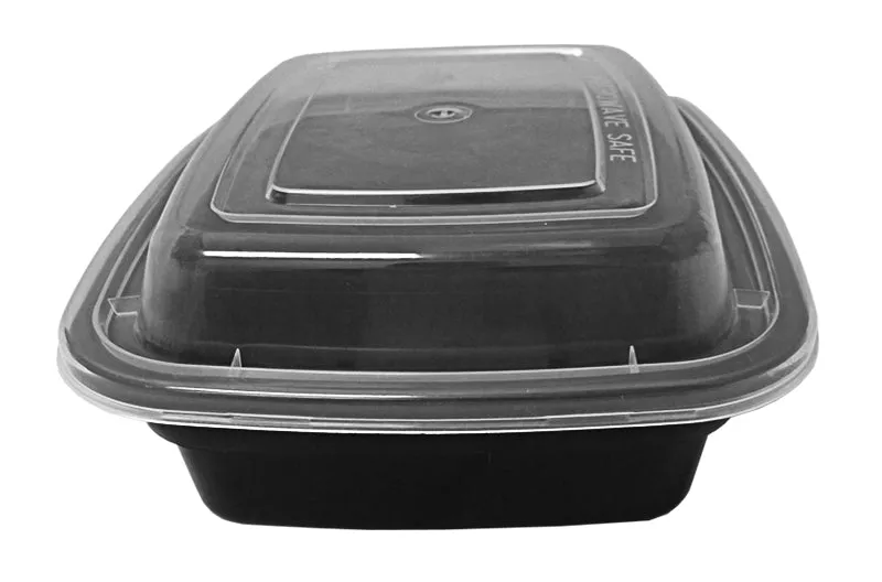 12 oz. Rectangular Black Container With Lid Combo 150/CS