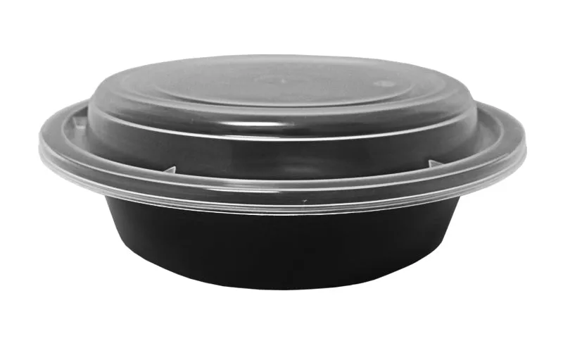 16 oz. Round Black 6" Container With Lid Combo 150/CS