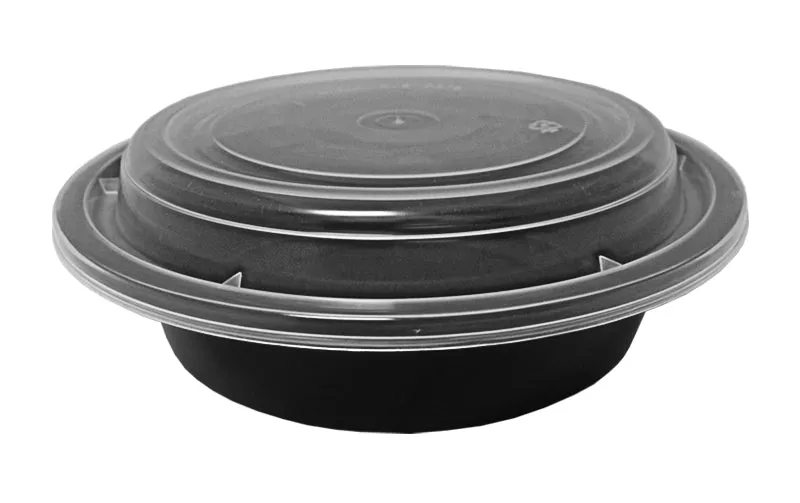 16 oz. Round Black 6" Container With Lid Combo 150/CS