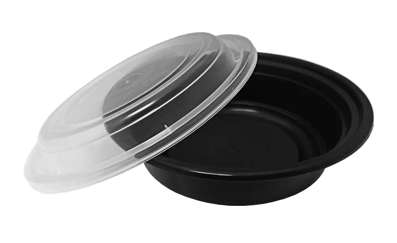 16 oz. Round Black 6" Container With Lid Combo 150/CS