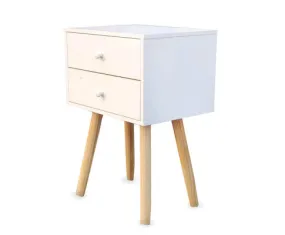 2 Drawer Side Table Sleek Modern & Stylish Neutral Design 61cm