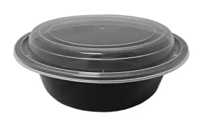 32 oz. Round Black 7" Container w/Lid Combo 150/CS