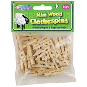 40-Piece Mini Wood Clothespins