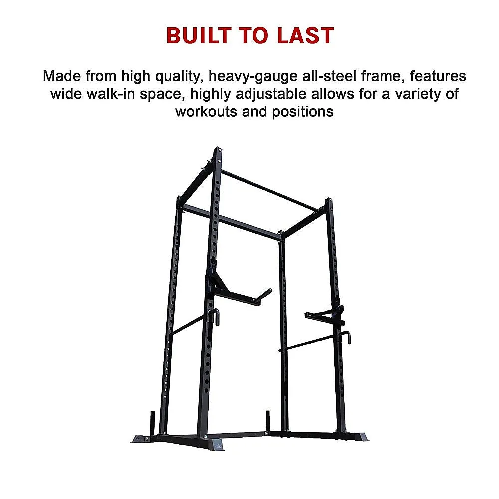 Adjustable Steel Power Rack Squat Cage with Chin-Up Bar