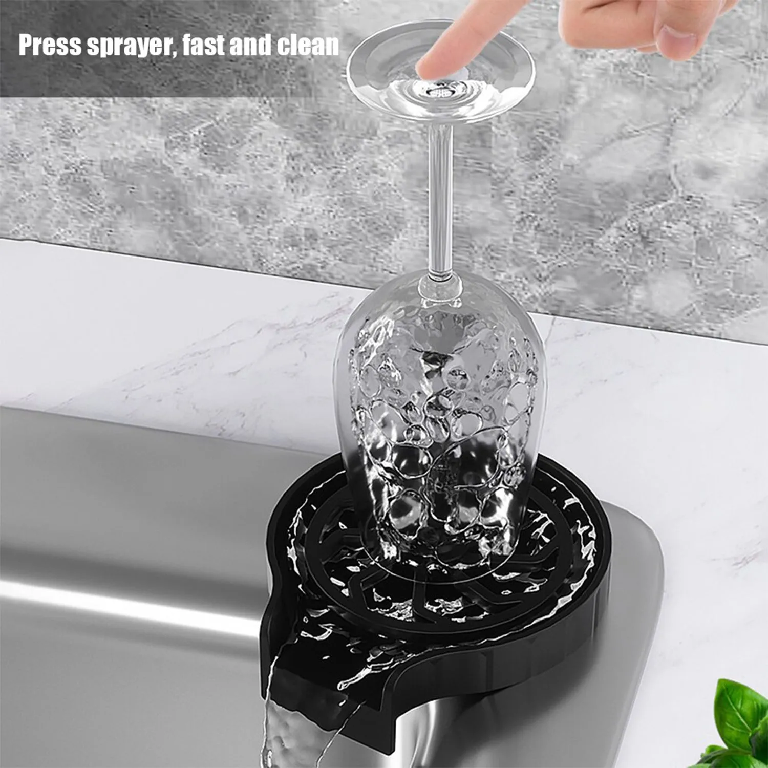 Automatic Cup Washer or Glass Rinser for Kitchen Sink, Black Kitchen Sink Cleaning Spray Cup Washer, Bar Glass Washer.