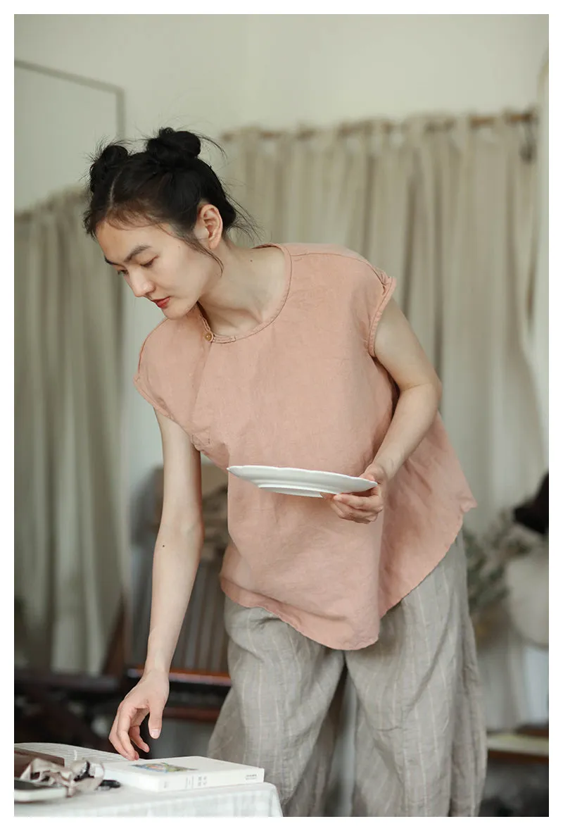 Cap Sleeve Cheongsam Top (Blush)