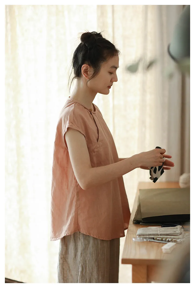 Cap Sleeve Cheongsam Top (Blush)