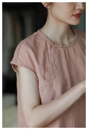 Cap Sleeve Cheongsam Top (Blush)