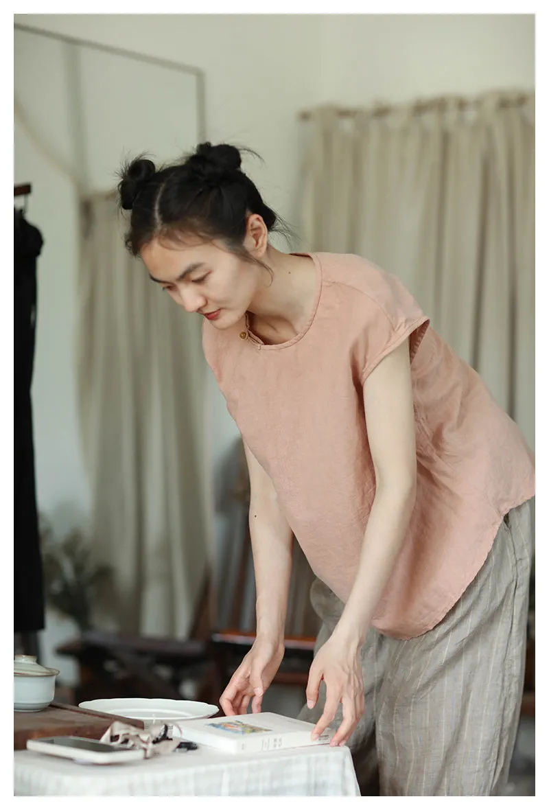 Cap Sleeve Cheongsam Top (Blush)