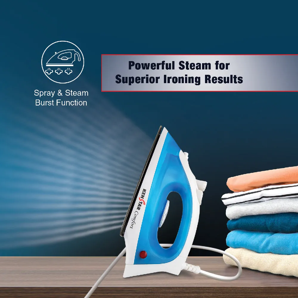 COMFORT 1200W Steam Iron, with Temperature Control Knob