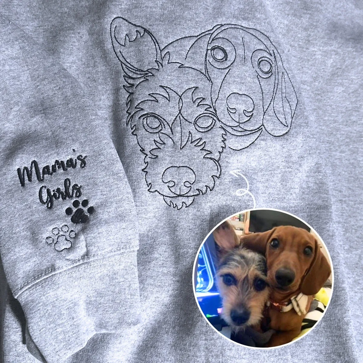 Custom Dog Embroidered Sweatshirt from Photo, Personalized Dog Lover Sweatshirt with Dog Face