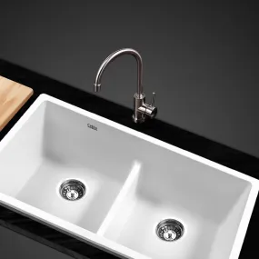 Durable Granite Double Bowl Kitchen Sink, 9mm Thick | Cefito