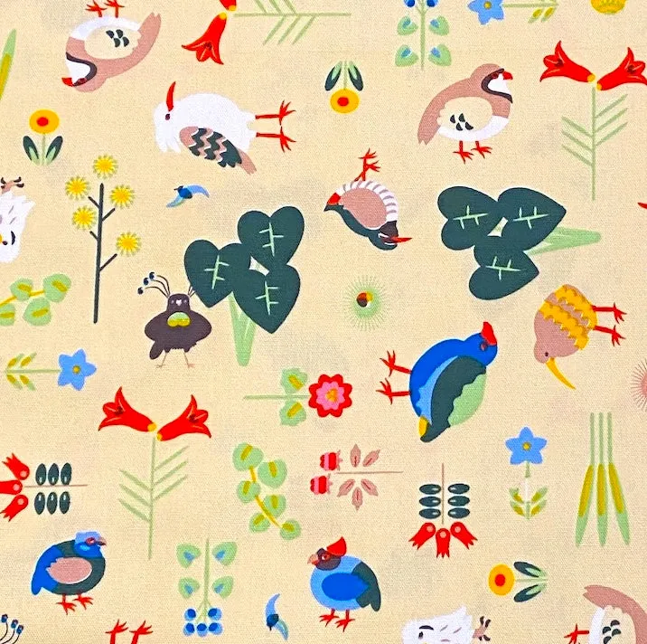 Flower Garden Birds Cotton from Japan, Lightweight Oxford Canvas 43" Wide By the Yard  #KTF-07A