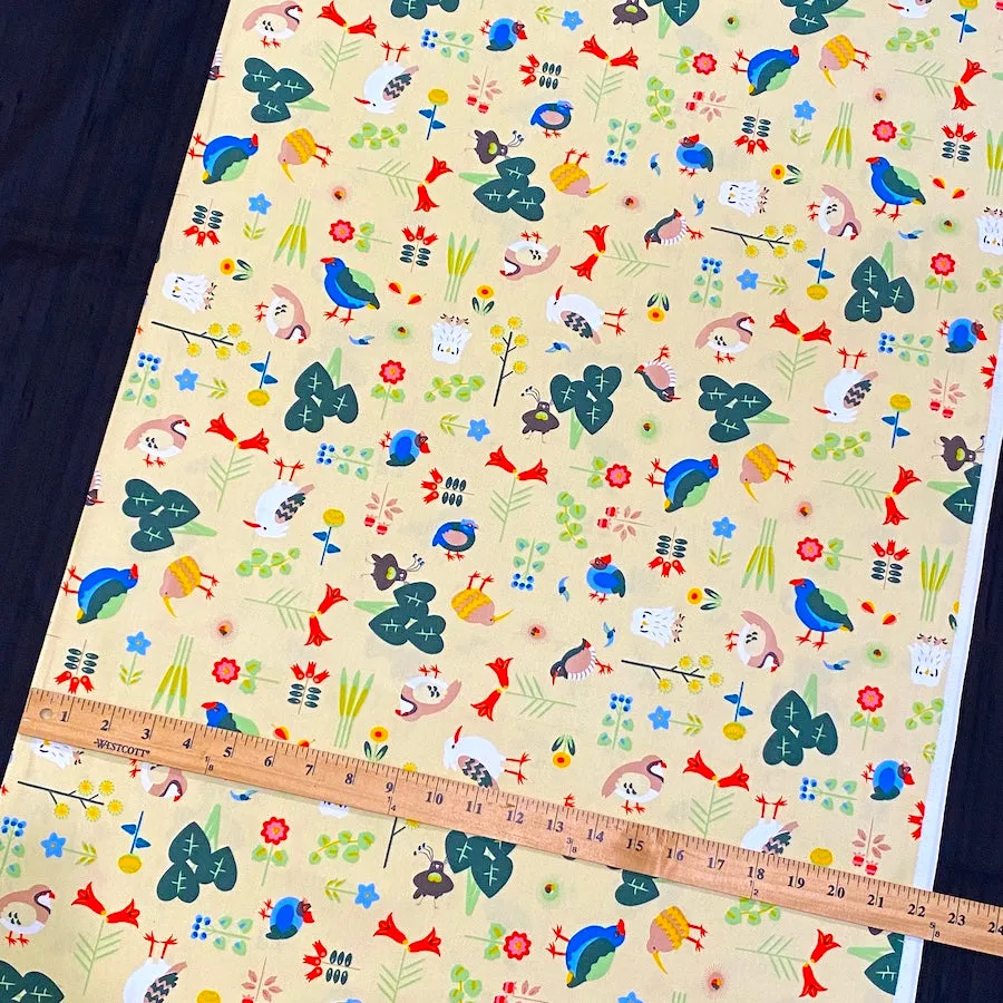 Flower Garden Birds Cotton from Japan, Lightweight Oxford Canvas 43" Wide By the Yard  #KTF-07A