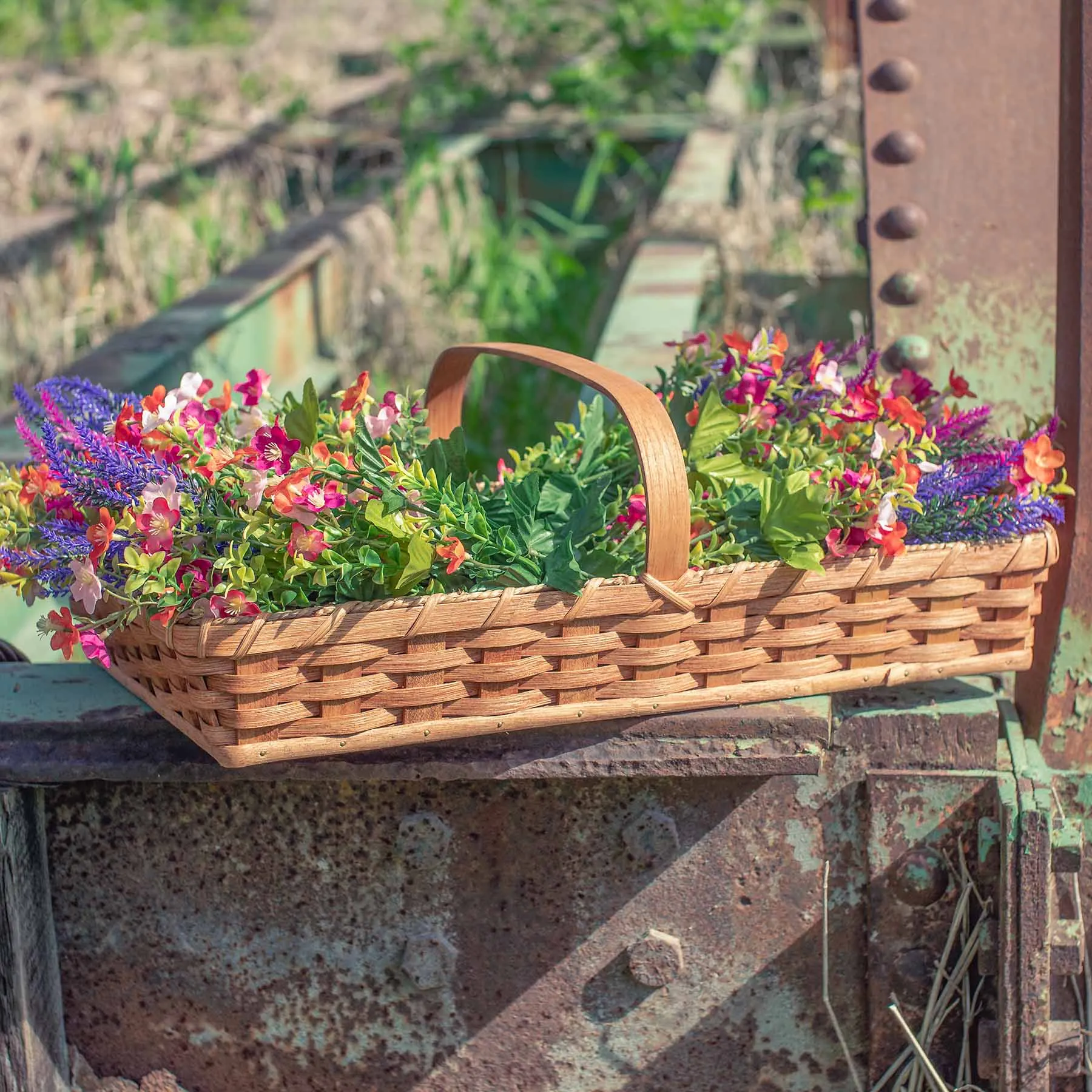 Flower Gathering Basket | Amish Woven Wicker French Style Basket