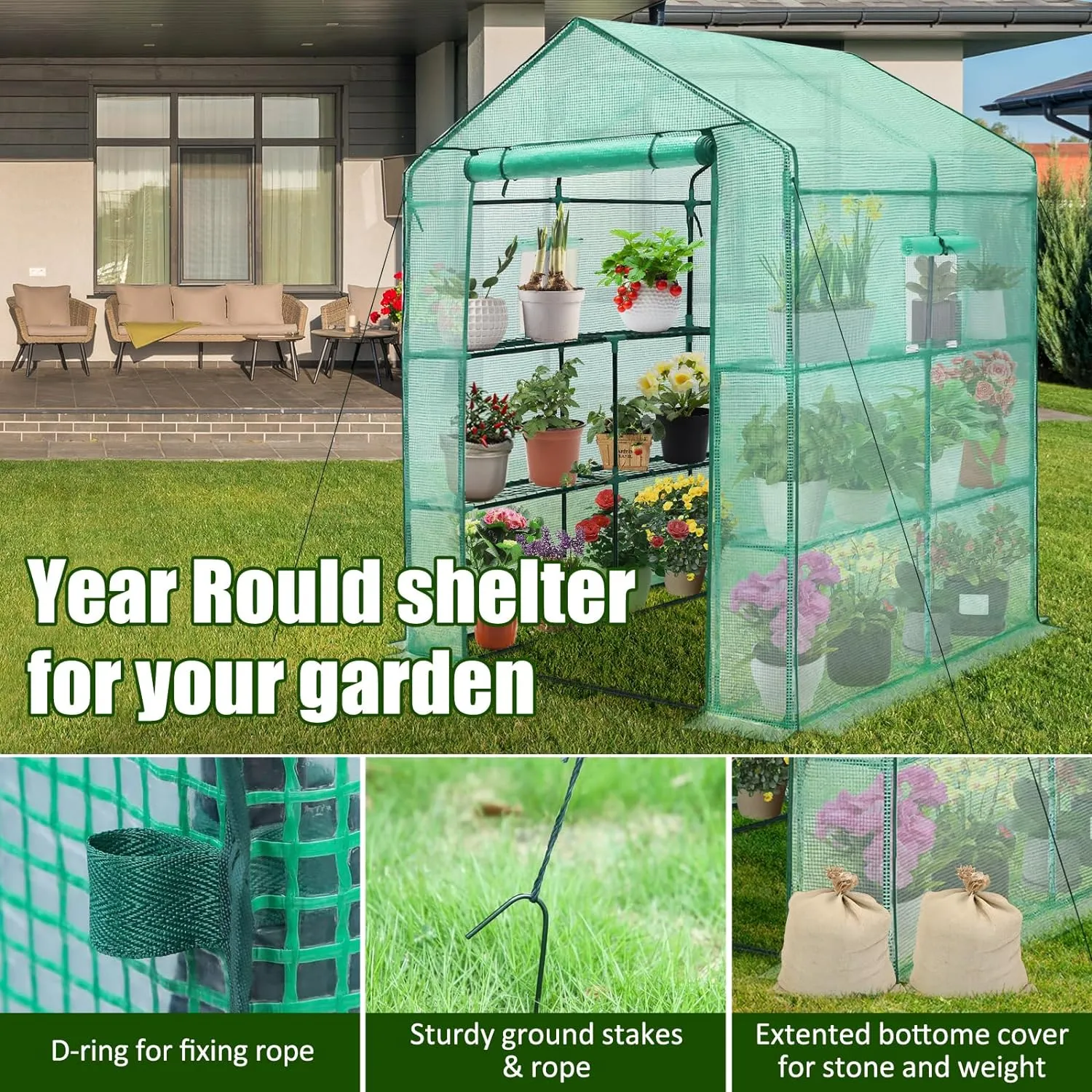 Greenhouse, 56 x 56 x 75'' Durable Green House Kit with Window