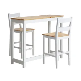 Oikiture 3PCS Bar Table Set 2 Stools Chairs Kitchen Dining Breakfast Cafe Tables