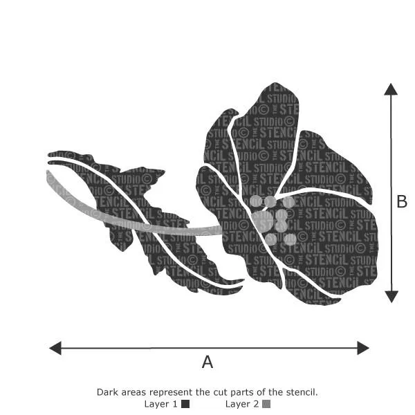 Poppy and Leaf Stencil
