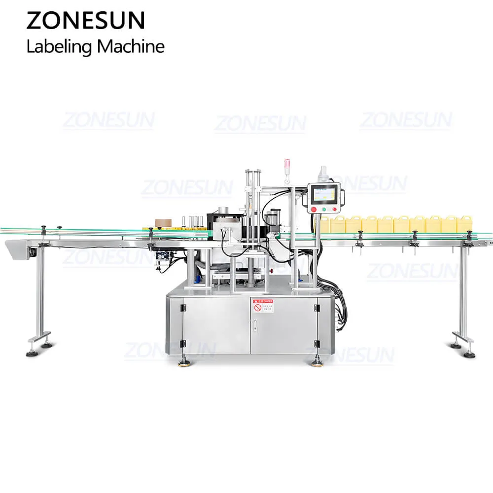 ZONESUN ZS-GTB12S Automatic Dish Detergent Square F-style Bottle Full Wrap-aound Hot Melt Glue Labeling Machine