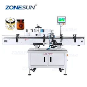 ZONESUN ZS-TB260RA Automatic Hot Sauce Jam Jar Round Bottle Tamper Evident Bottle Cap& Body Self-adhesive Sticker Labeling Machine Label Applicator Machine