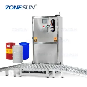 ZS-YTW250L Semi-automatic Wine Liquid Engine Oil Rust Remover Barrel Drum Weighing Filling Machine With Roller Conveyor